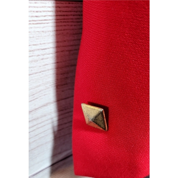 Jacqueline Ferrar Womens Red Blazer Skirt Suit Size 16 Gold Buttons Grandmacore - Picture 4 of 16